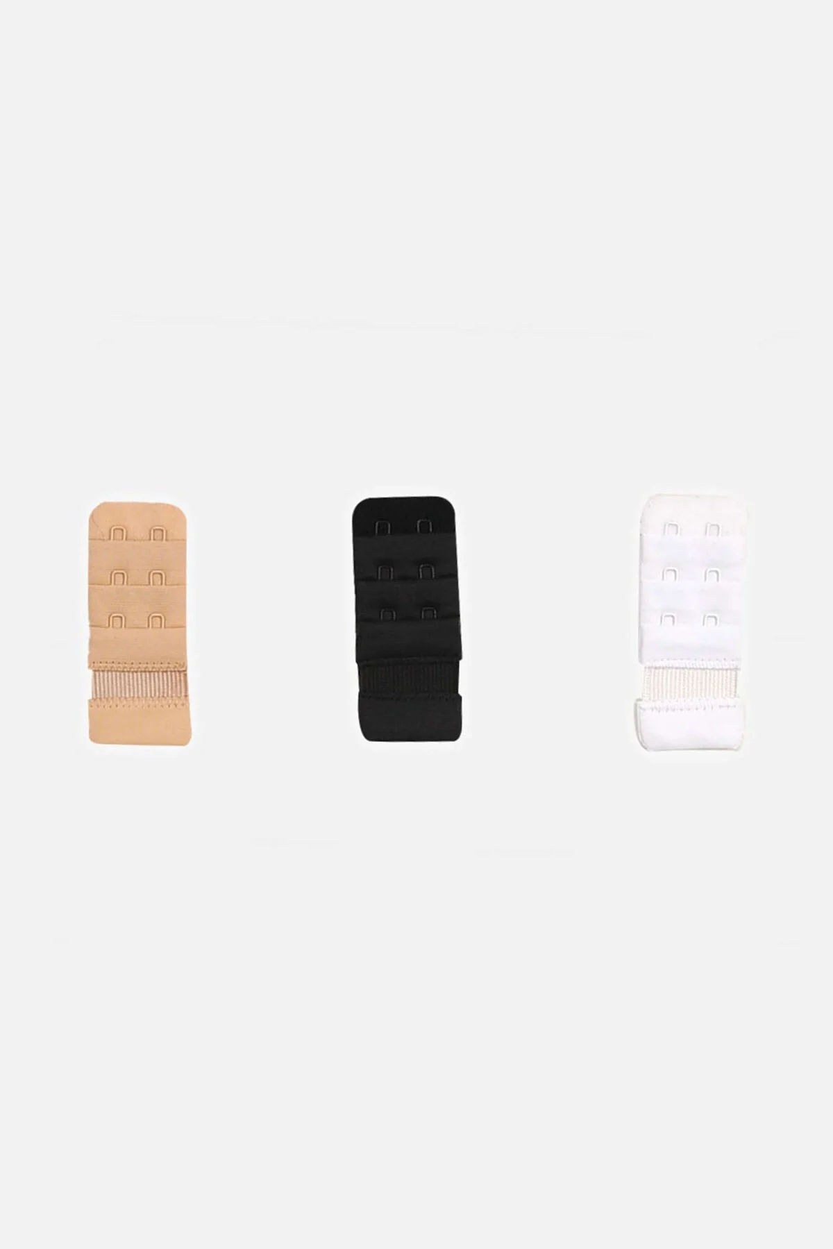 Anıl marka Sütyen Uzatıcı Ek Agraf 2X3 Kanca, 3'lü paket, kadın iç giyim aksesuarı, arka görünüm, beyaz renk, ergonomik tasarım
