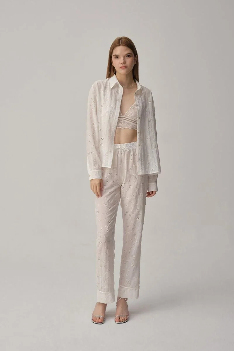 Pierre Cardin TINA - Braletli Vegan Kadın İpek Pijama Takımı - Ivory Pijama Takımları Toptan