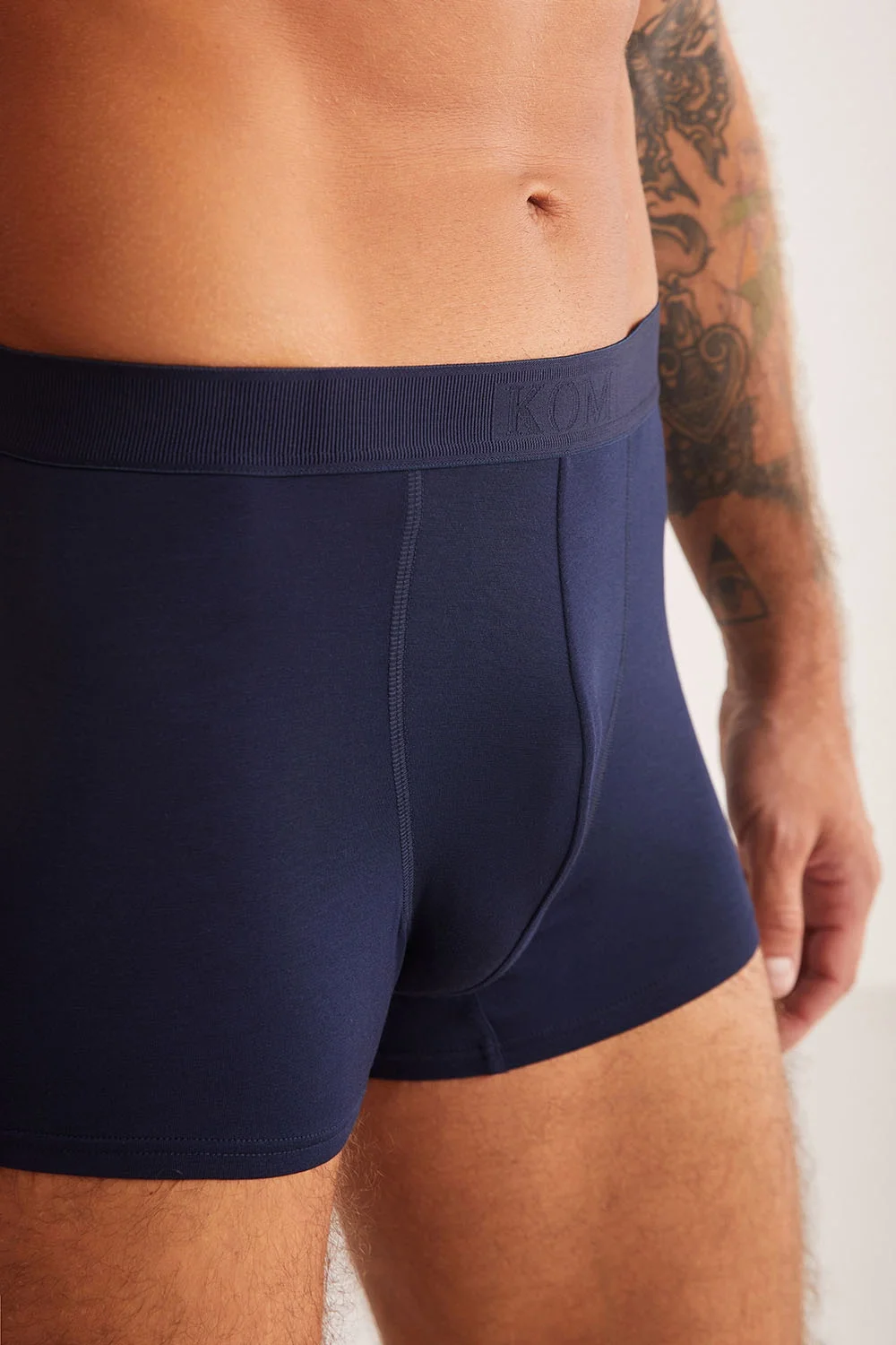 Troy Mikro Modal 2li Erkek Boxer, koyu mavi, marka etiketi, erkek iç giyim, model ön görünüm, kom markası