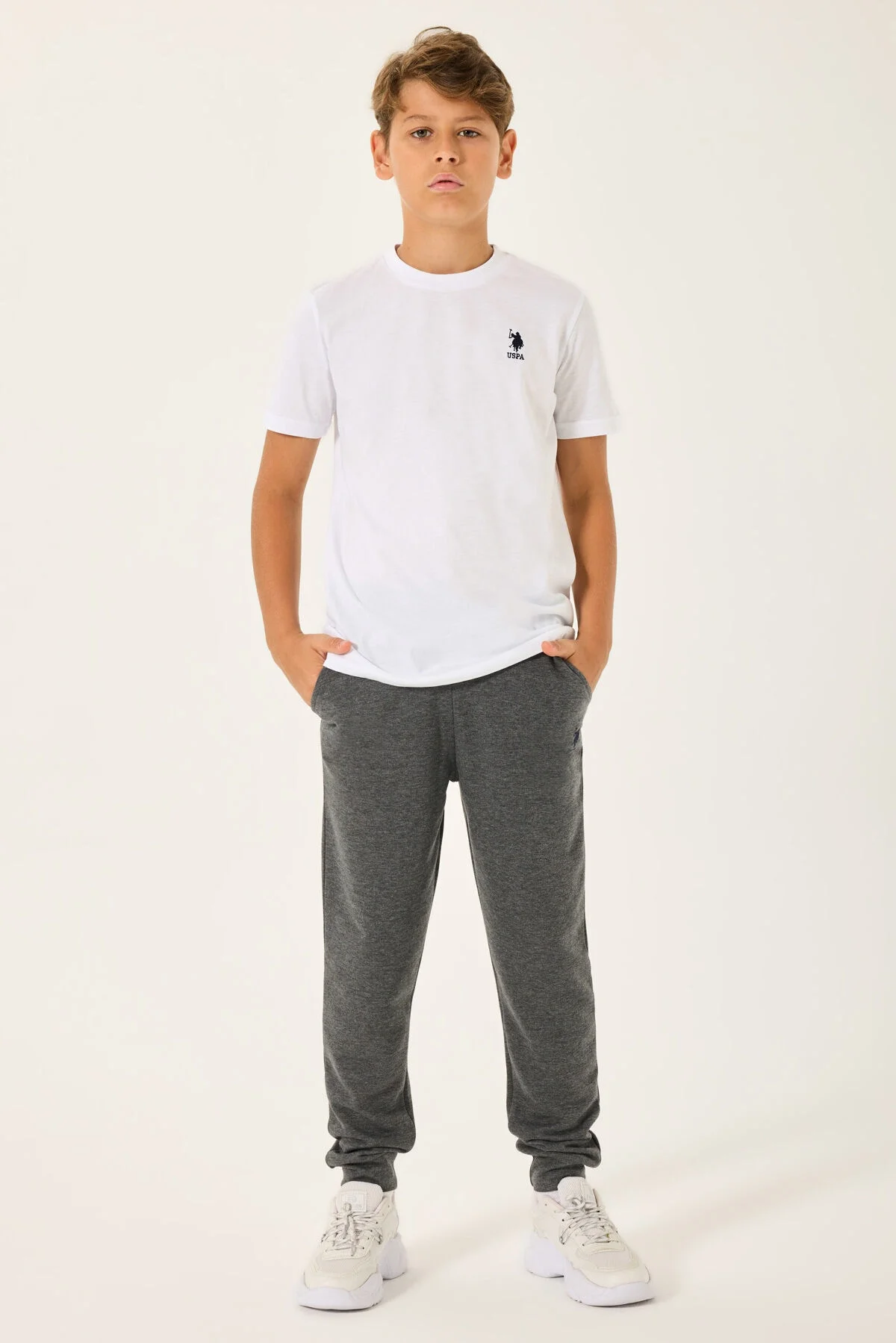 Arnetta U.S Polo Assn Çocuk Erkek Krem Eşofman Takım Eşofman Takımı Toptan