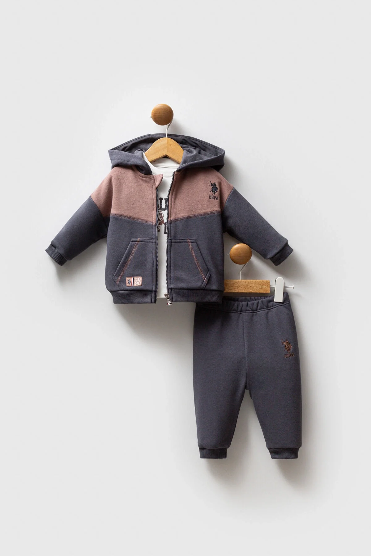 Arnetta U.S. Polo Assn Erkek Bebek Antrasit Takım Bebek Takımları Toptan