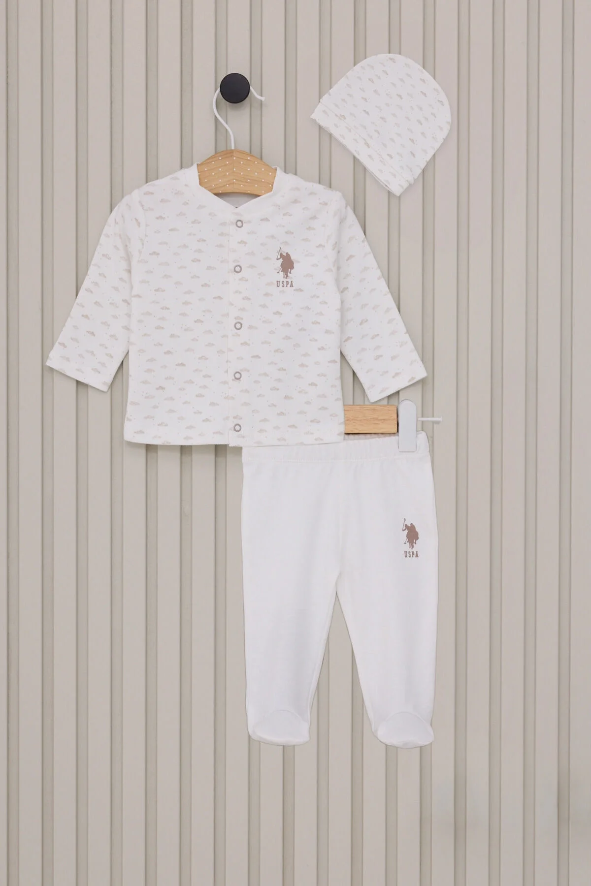 Arnetta U.S. Polo Assn Erkek Bebek Beyaz Takım Bebek Takımları Toptan