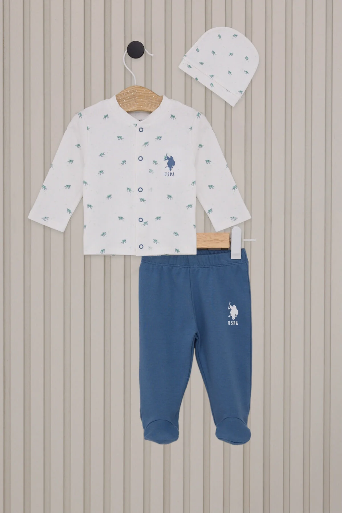 Arnetta U.S. Polo Assn Erkek Bebek Beyaz Takım Bebek Takımları Toptan