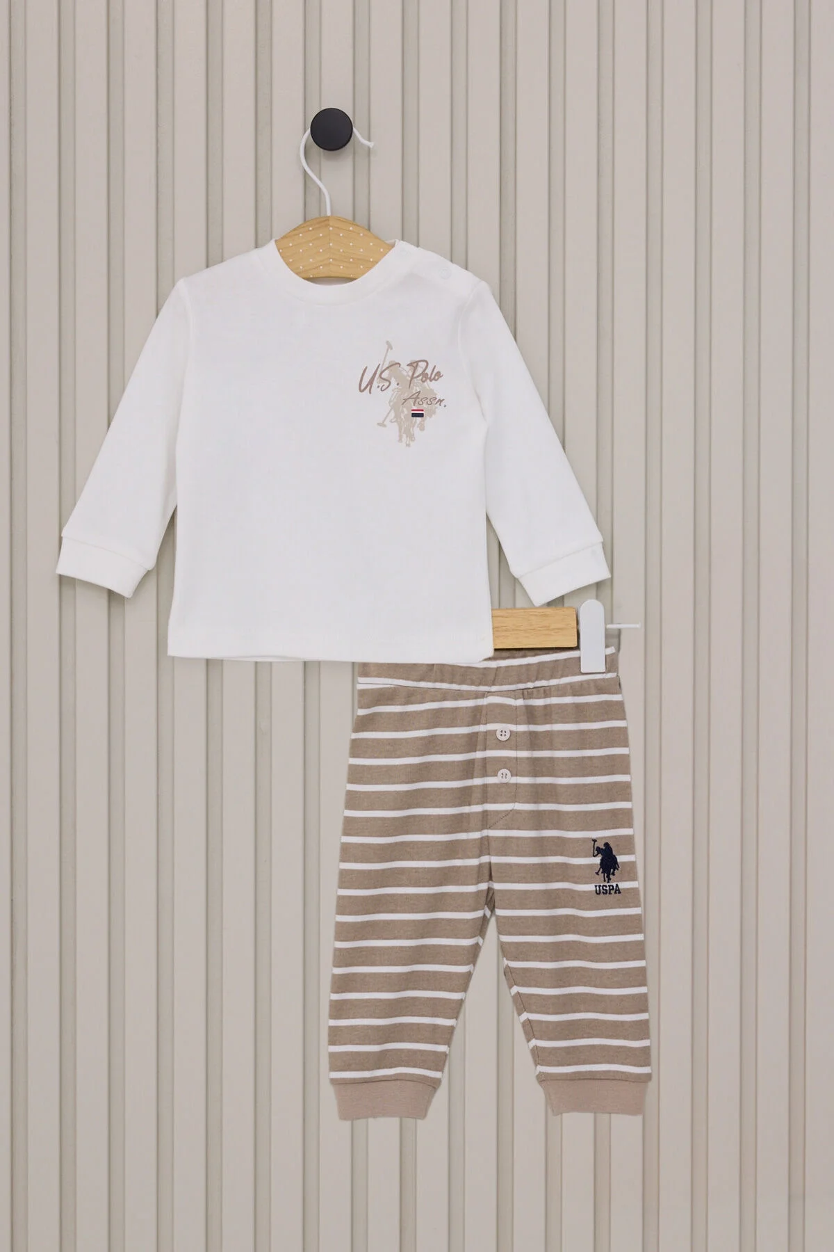 Arnetta U.S. Polo Assn Erkek Bebek Beyaz Takım Bebek Takımları Toptan