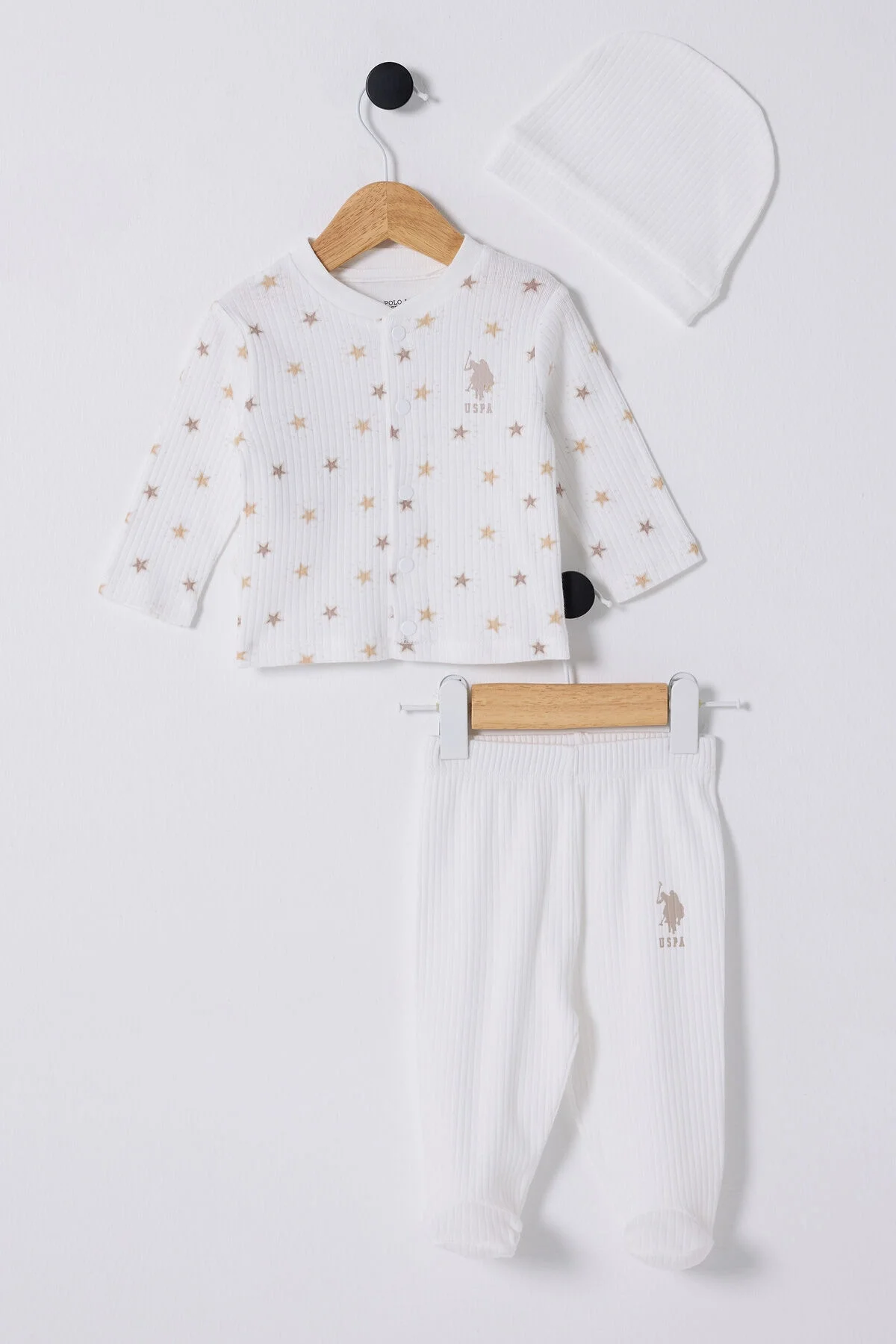 Arnetta U.S. Polo Assn Erkek Bebek Beyaz Takım Bebek Takımları Toptan