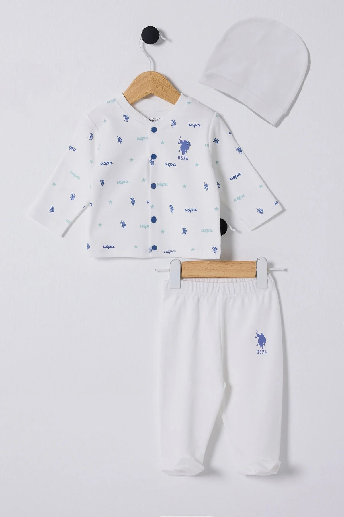 Arnetta U.S. Polo Assn Erkek Bebek Beyaz Takım Bebek Takımları Toptan