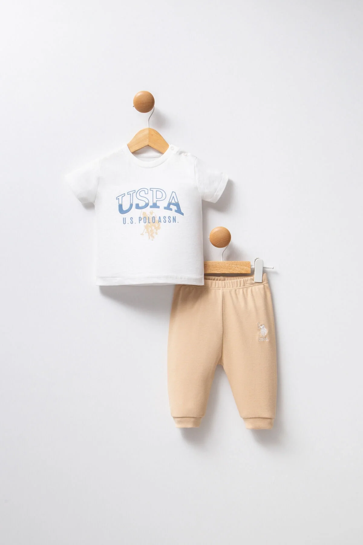 Arnetta U.S. Polo Assn Erkek Bebek Beyaz Takım Bebek Takımları Toptan