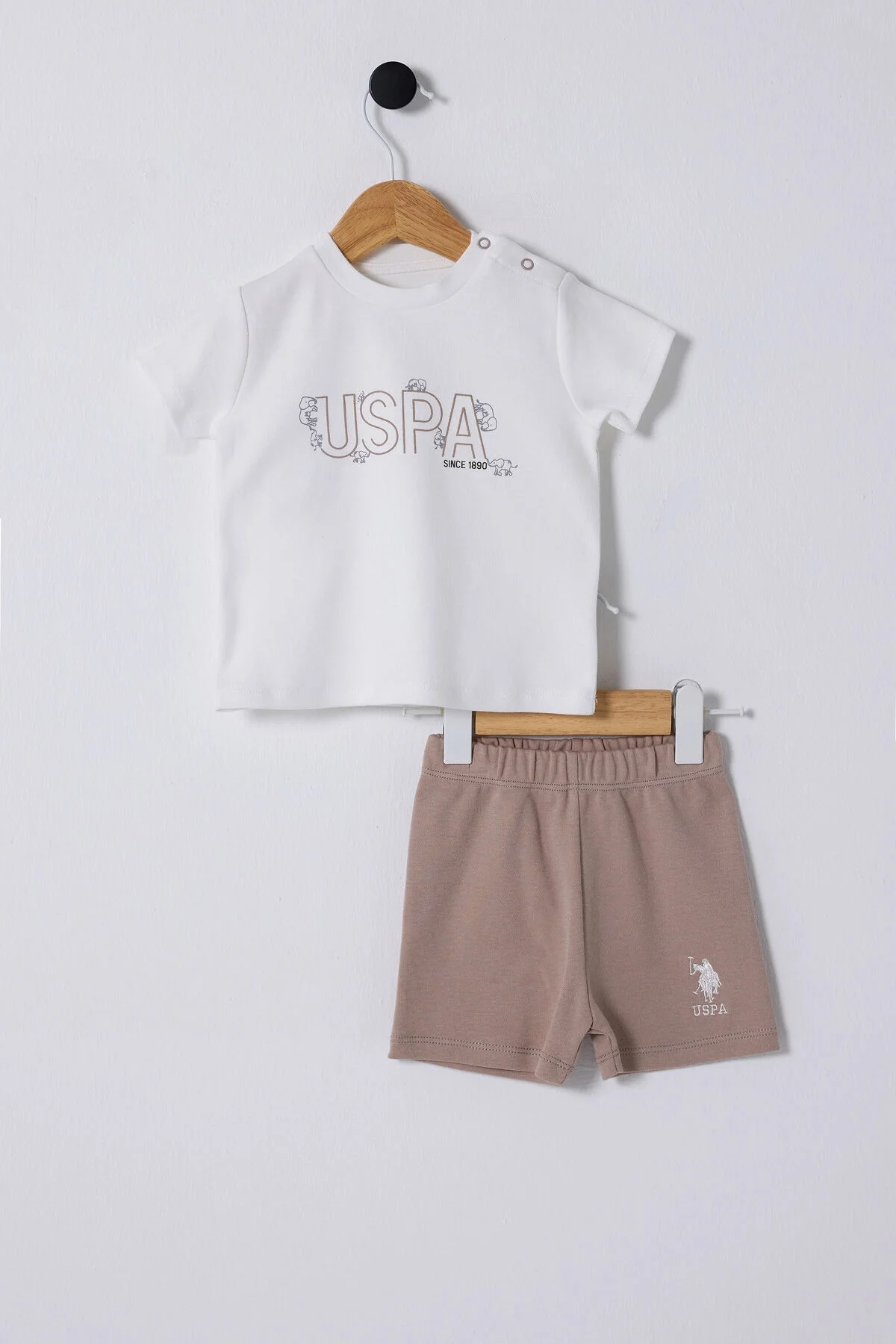 Arnetta U.S. Polo Assn Erkek Bebek Beyaz Takım Bebek Takımları Toptan