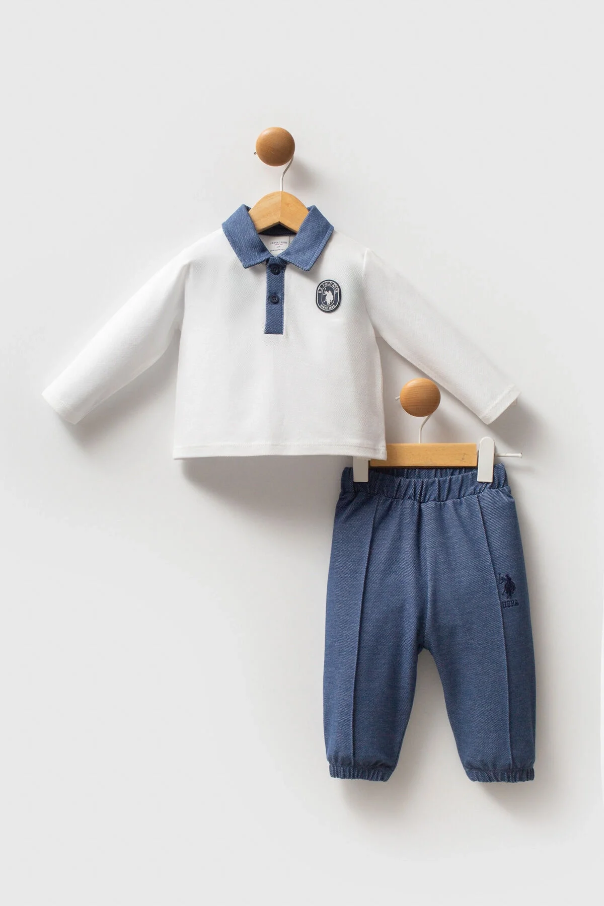 Arnetta U.S. Polo Assn Erkek Bebek Beyaz Takım Bebek Takımları Toptan