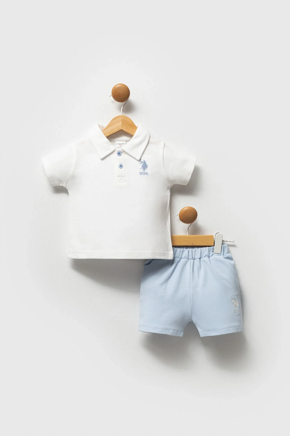 Arnetta U.S. Polo Assn Erkek Bebek Beyaz Takım Bebek Takımları Toptan