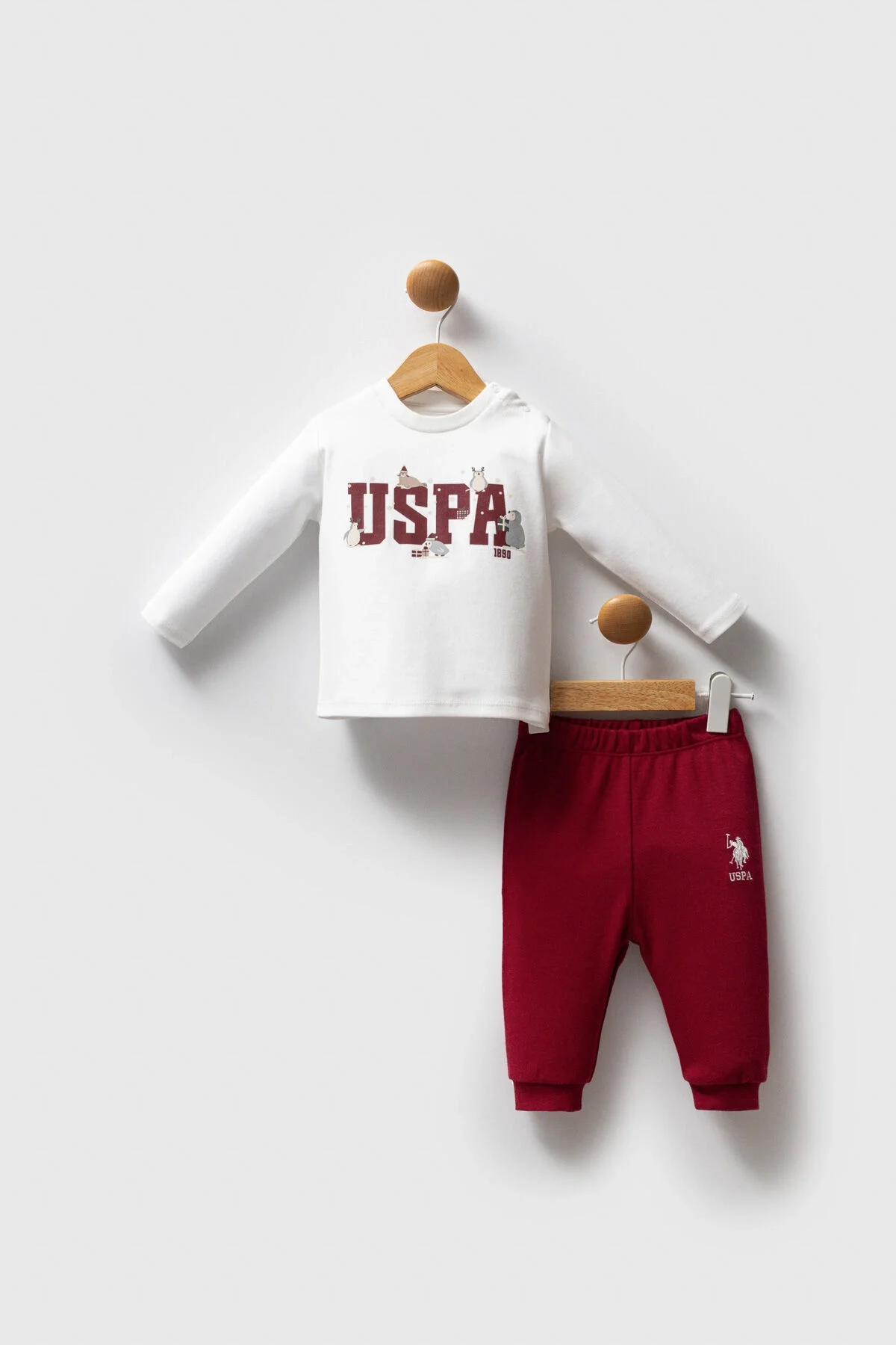 U.S. Polo Assn erkek bebek bordo takım elbise, ceket ve pantolon, marka logosu, bebek giyim seti
