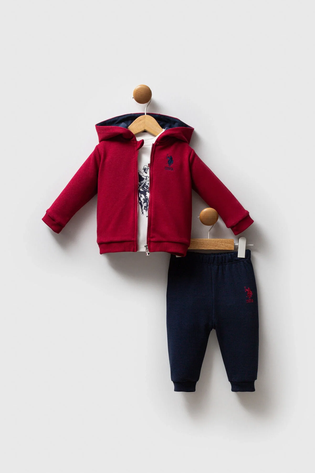 Arnetta U.S. Polo Assn Erkek Bebek Bordo Takım Bebek Takımları Toptan