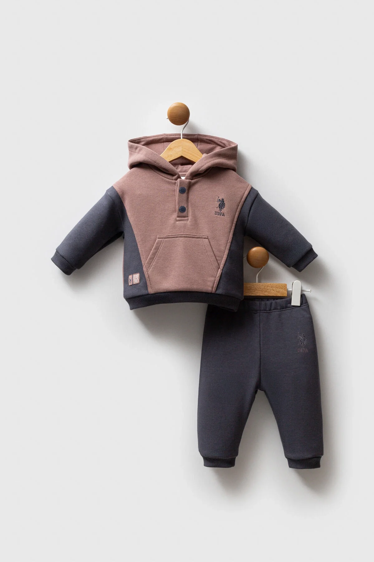 Arnetta U.S. Polo Assn Erkek Bebek Kahverengi Takım Bebek Takımları Toptan