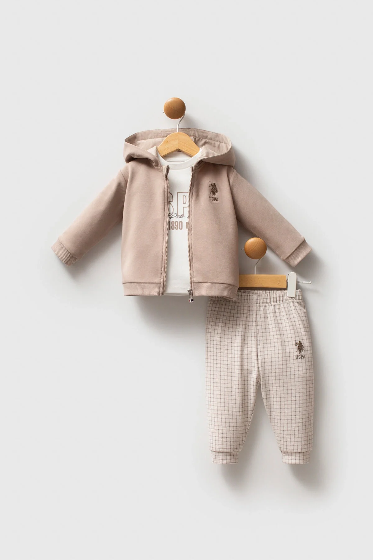 Arnetta U.S. Polo Assn Erkek Bebek Kahverengi Takım Bebek Takımları Toptan