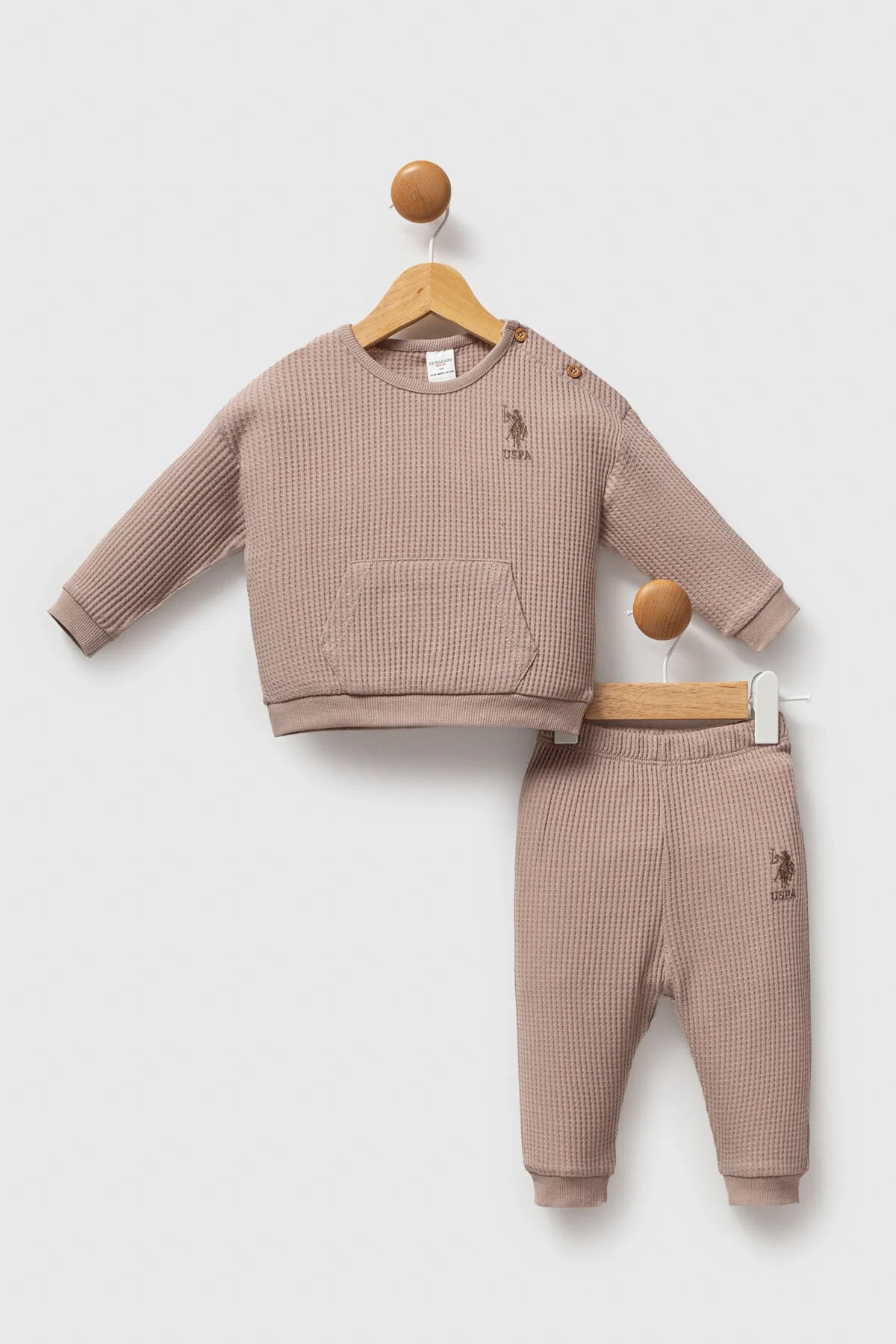 Arnetta U.S. Polo Assn Erkek Bebek Kahverengi Takım Bebek Takımları Toptan