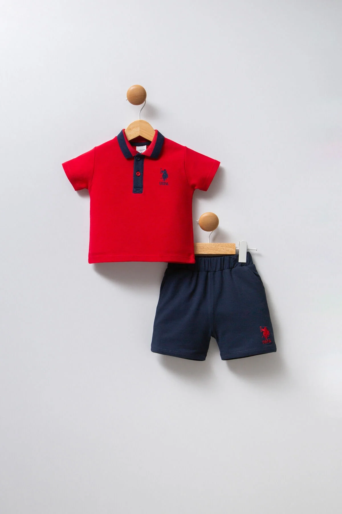 Arnetta U.S. Polo Assn Erkek Bebek Kırmızı Takım Bebek Takımları Toptan