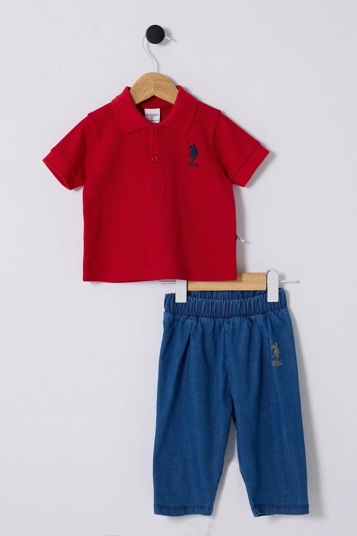 Arnetta U.S. Polo Assn Erkek Bebek Kırmızı Takım Bebek Takımları Toptan