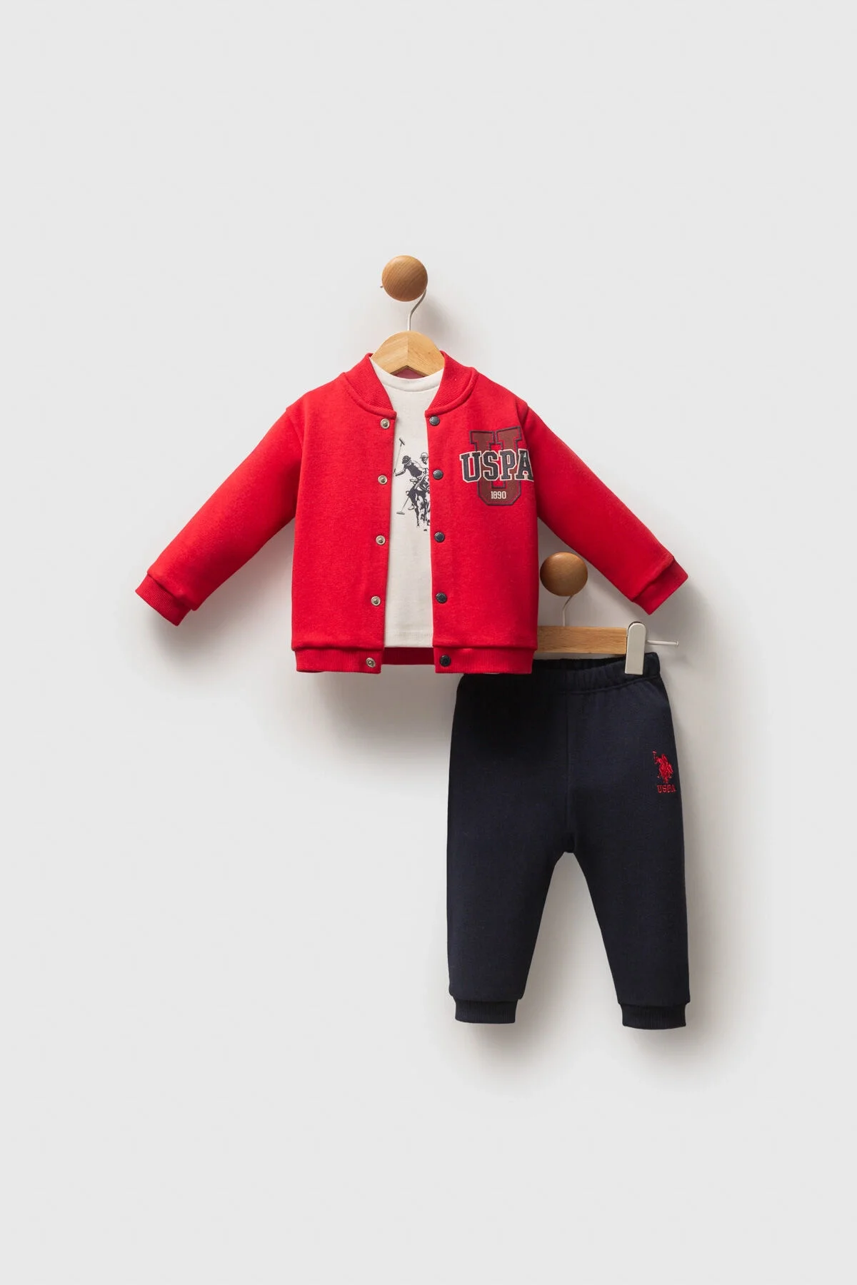 Arnetta U.S. Polo Assn Erkek Bebek Kırmızı Takım Bebek Takımları Toptan