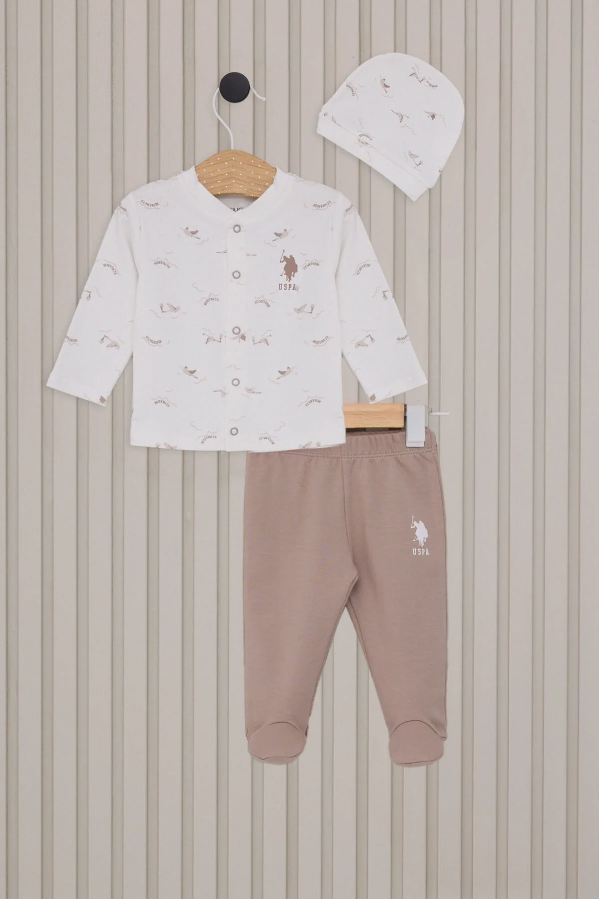 Arnetta U.S. Polo Assn Erkek Bebek Krem Takım Bebek Takımları Toptan