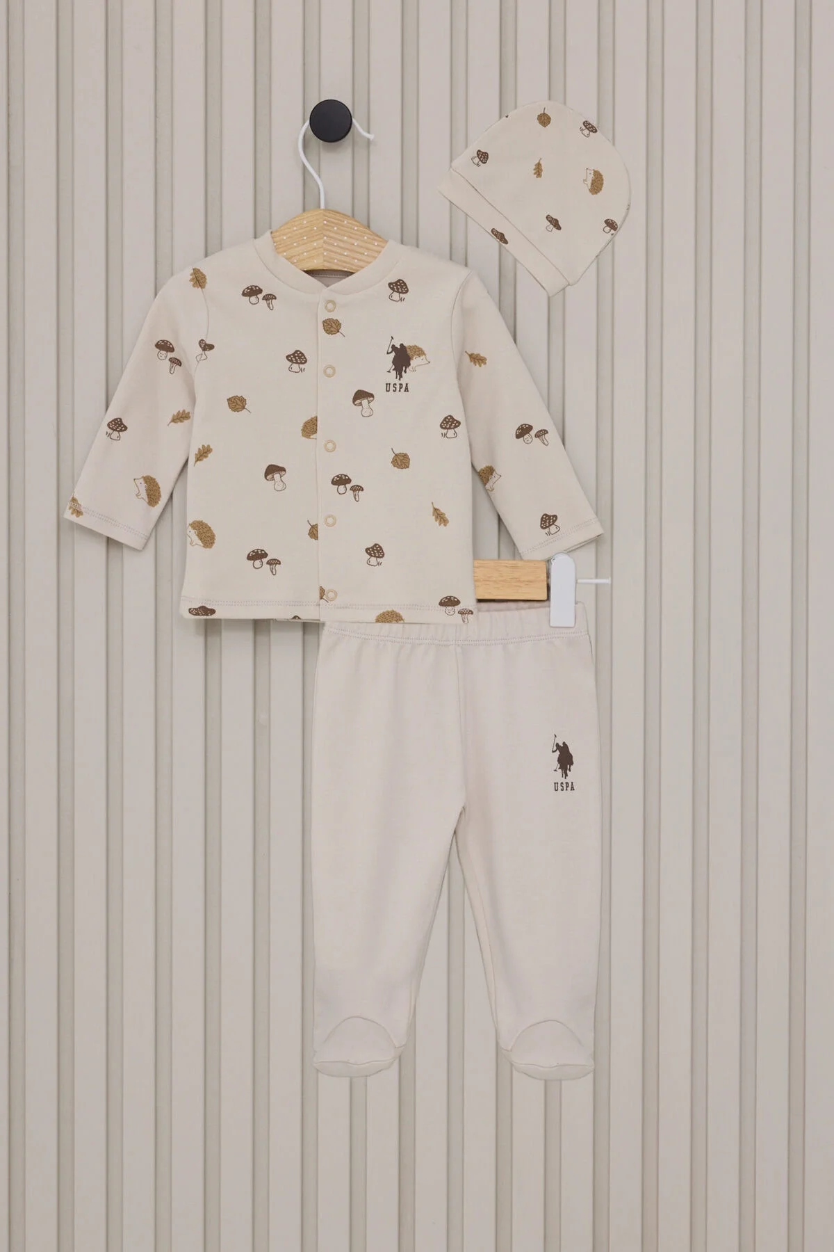 Arnetta U.S. Polo Assn Erkek Bebek Krem Takım Bebek Takımları Toptan