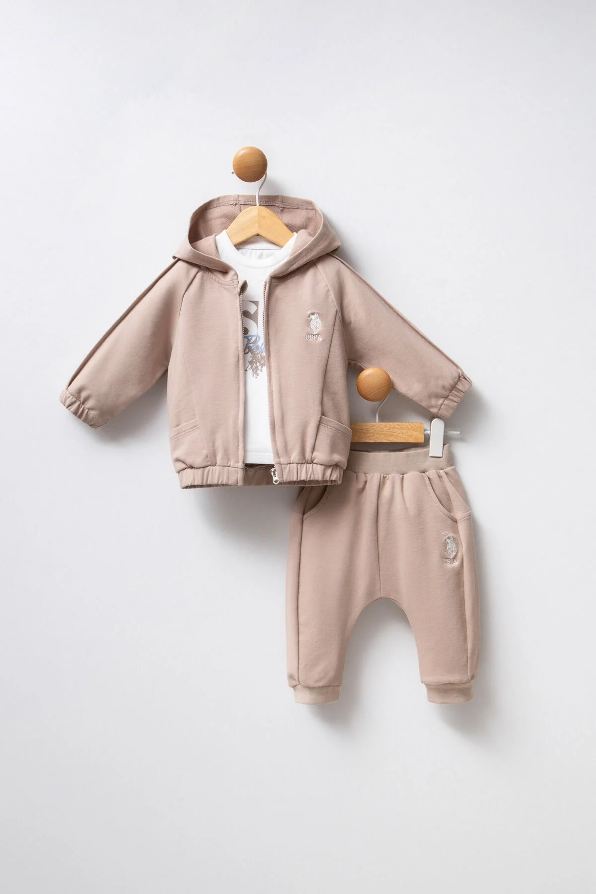 Arnetta U.S. Polo Assn Erkek Bebek Krem Takım Bebek Takımları Toptan