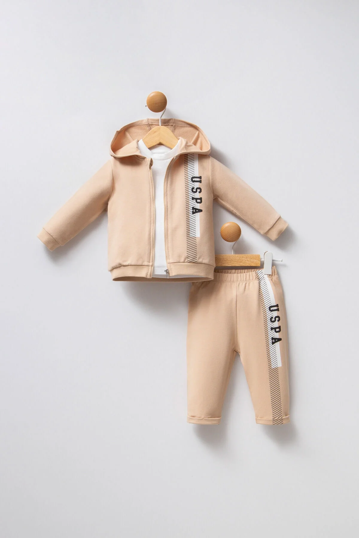 Arnetta U.S. Polo Assn Erkek Bebek Krem Takım Bebek Takımları Toptan