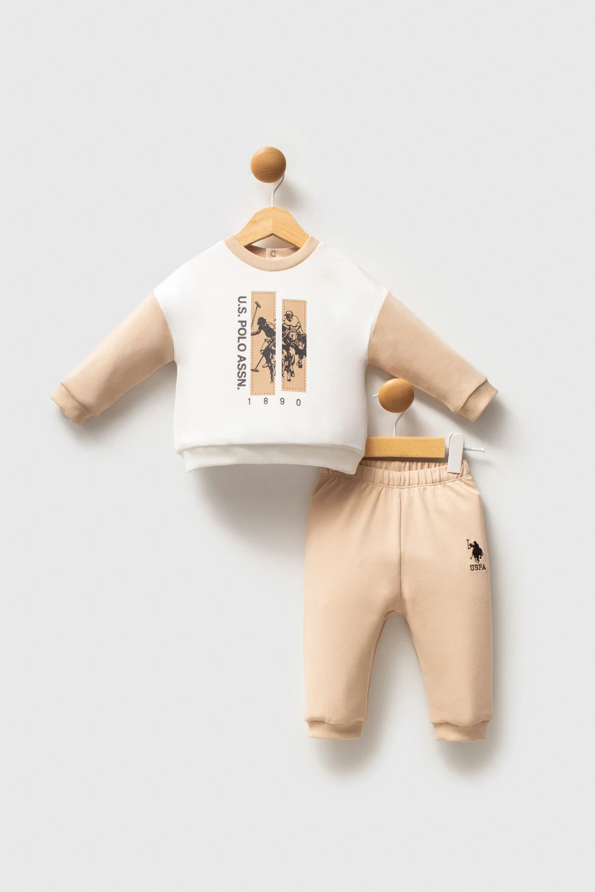 Arnetta U.S. Polo Assn Erkek Bebek Krem Takım Bebek Takımları Toptan