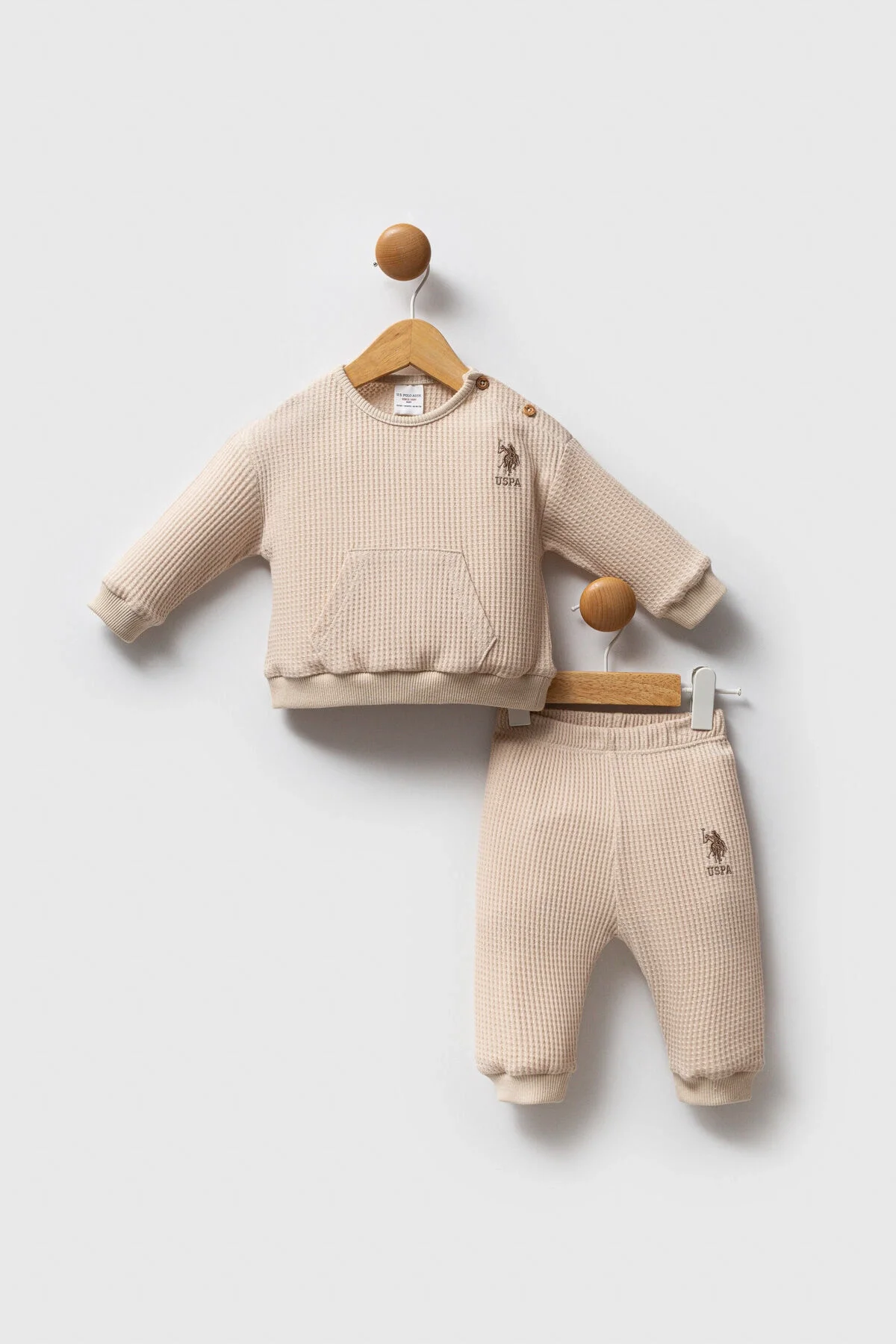 Arnetta U.S. Polo Assn Erkek Bebek Krem Takım Bebek Takımları Toptan