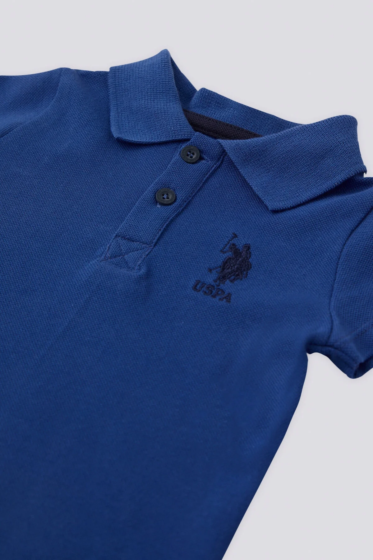 U.S. Polo Assn erkek bebek lacivert takım, polo gömlek ve kısa pantolon, marka logosu, bebek giyim seti