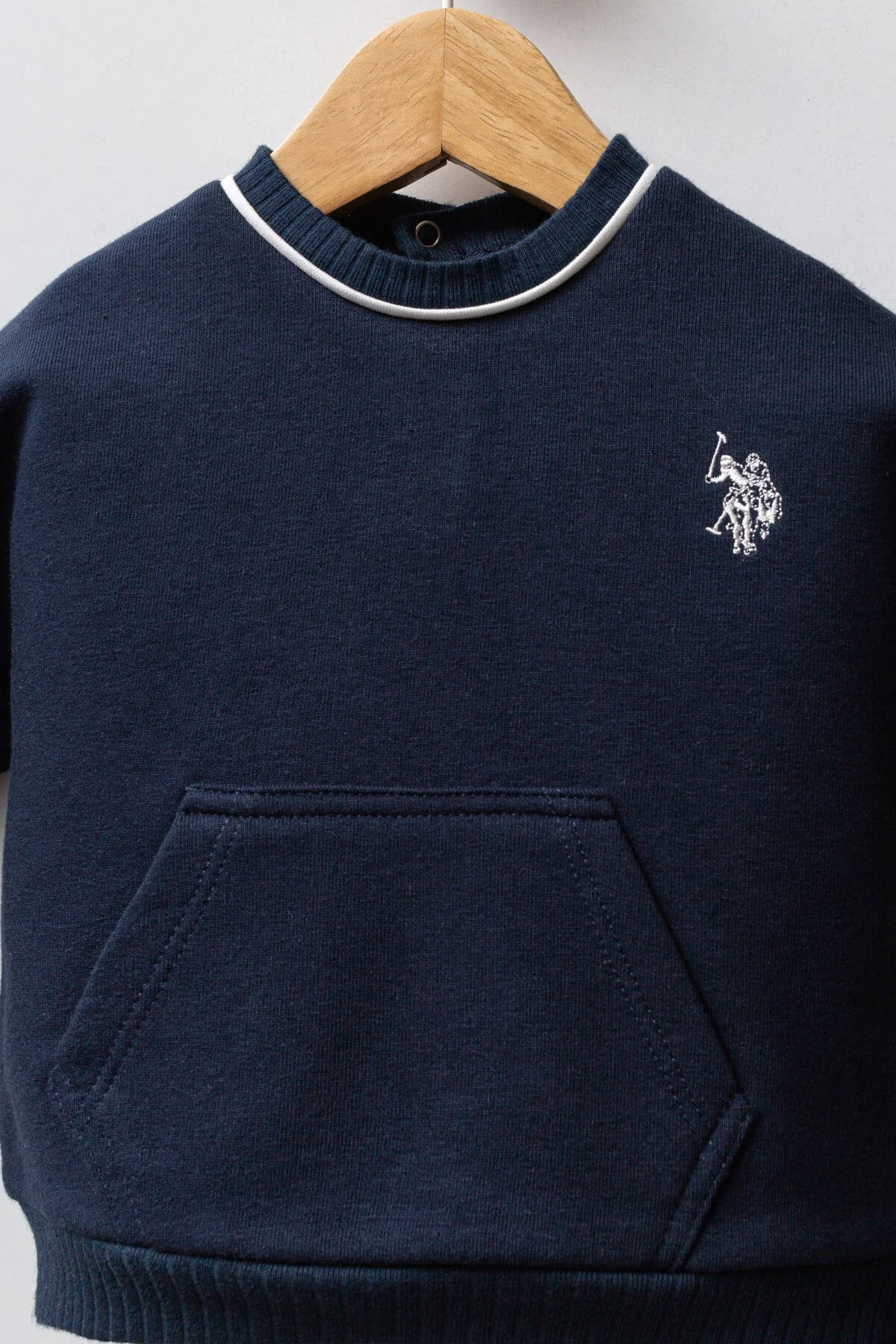 U.S. Polo Assn Erkek Bebek Lacivert Takım, koyu mavi sweatshirt ve pantolon, marka logosu, bebek giyim seti