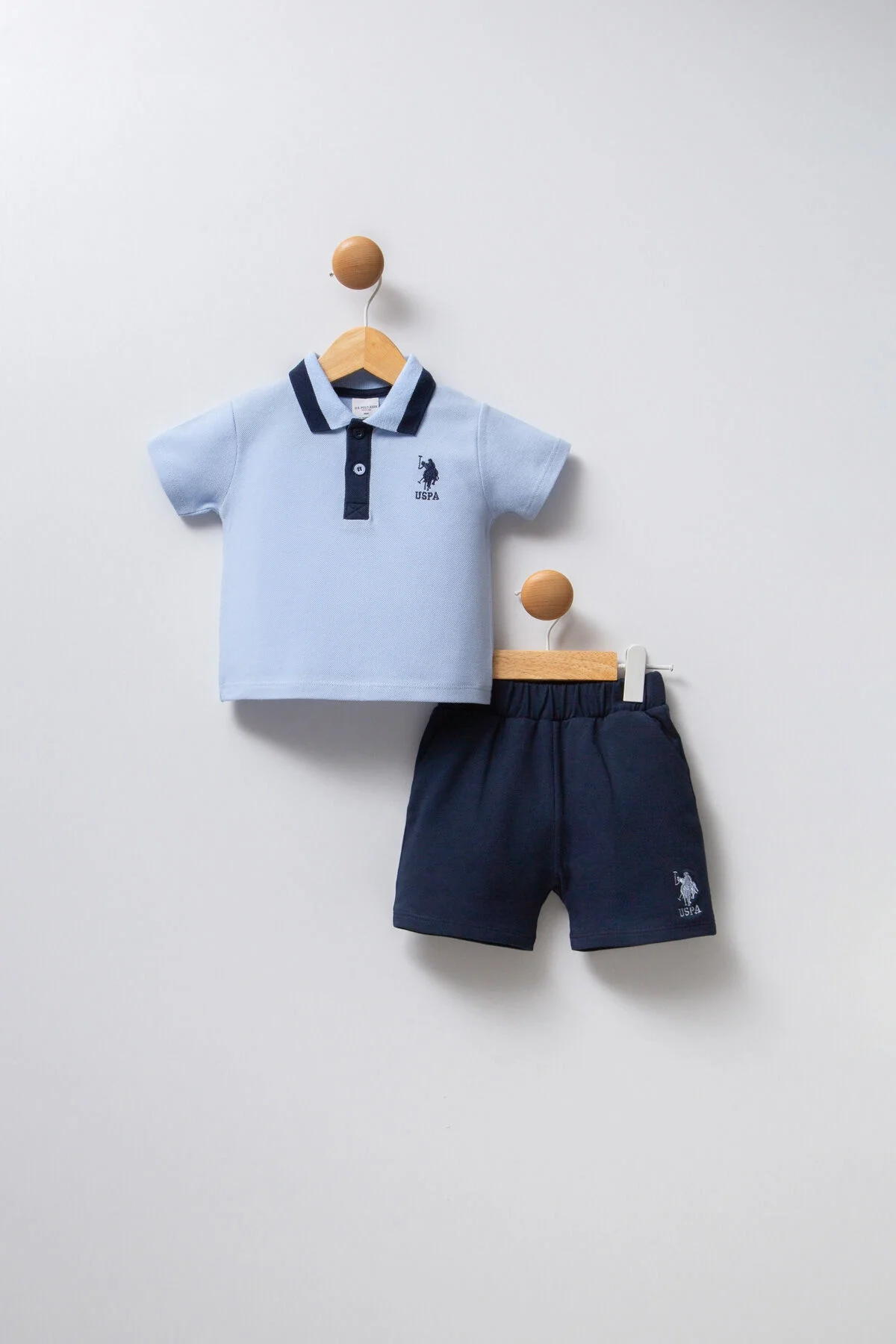 Arnetta U.S. Polo Assn Erkek Bebek Mavi Takım Bebek Takımları Toptan