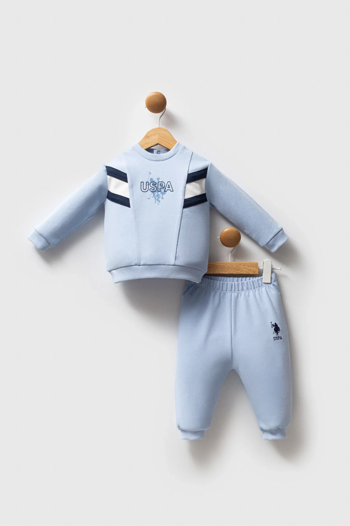 Arnetta U.S. Polo Assn Erkek Bebek Mavi Takım Bebek Takımları Toptan