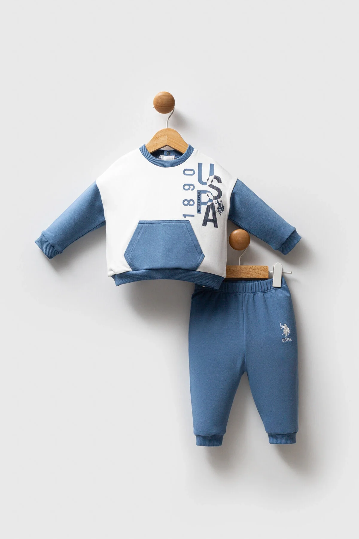 Arnetta U.S. Polo Assn Erkek Bebek Mavi Takım Bebek Takımları Toptan