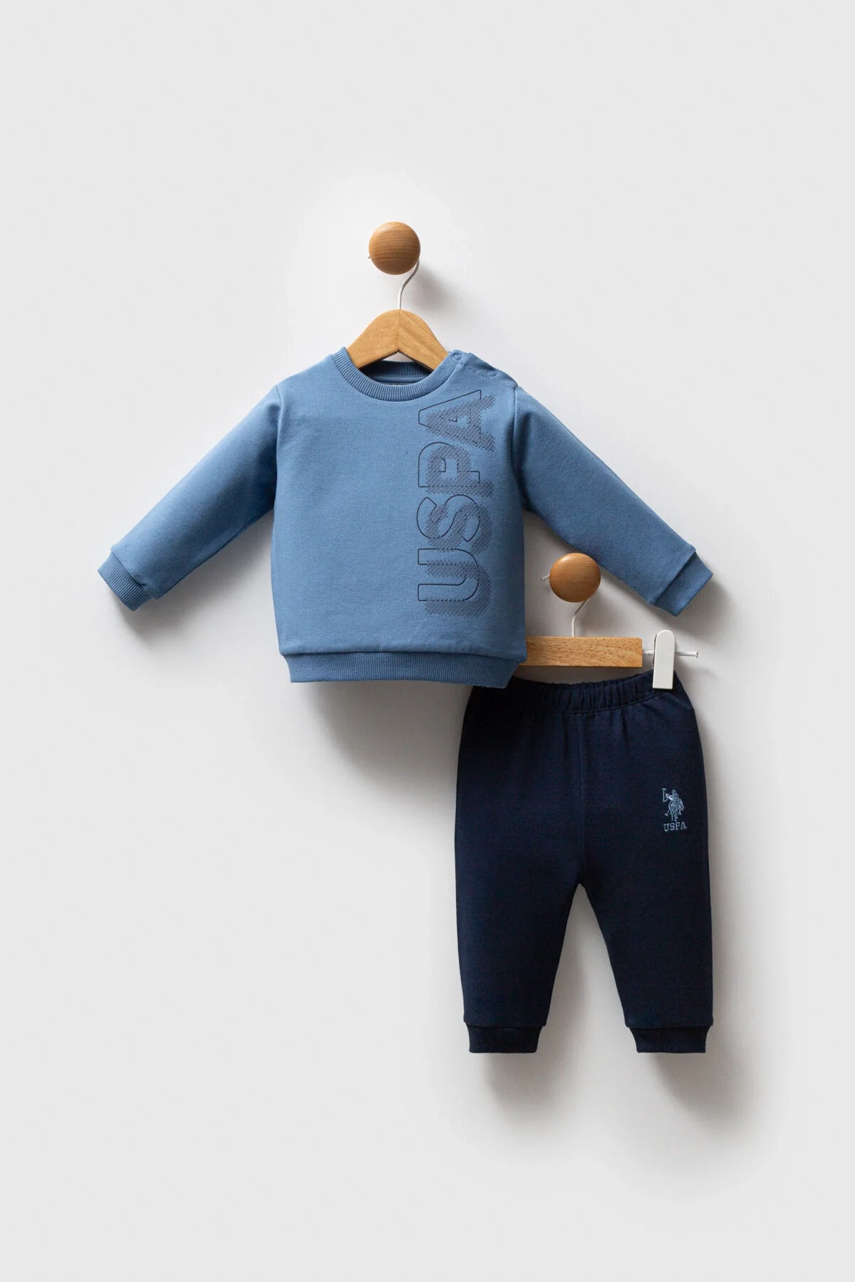 Arnetta U.S. Polo Assn Erkek Bebek Mavi Takım Bebek Takımları Toptan