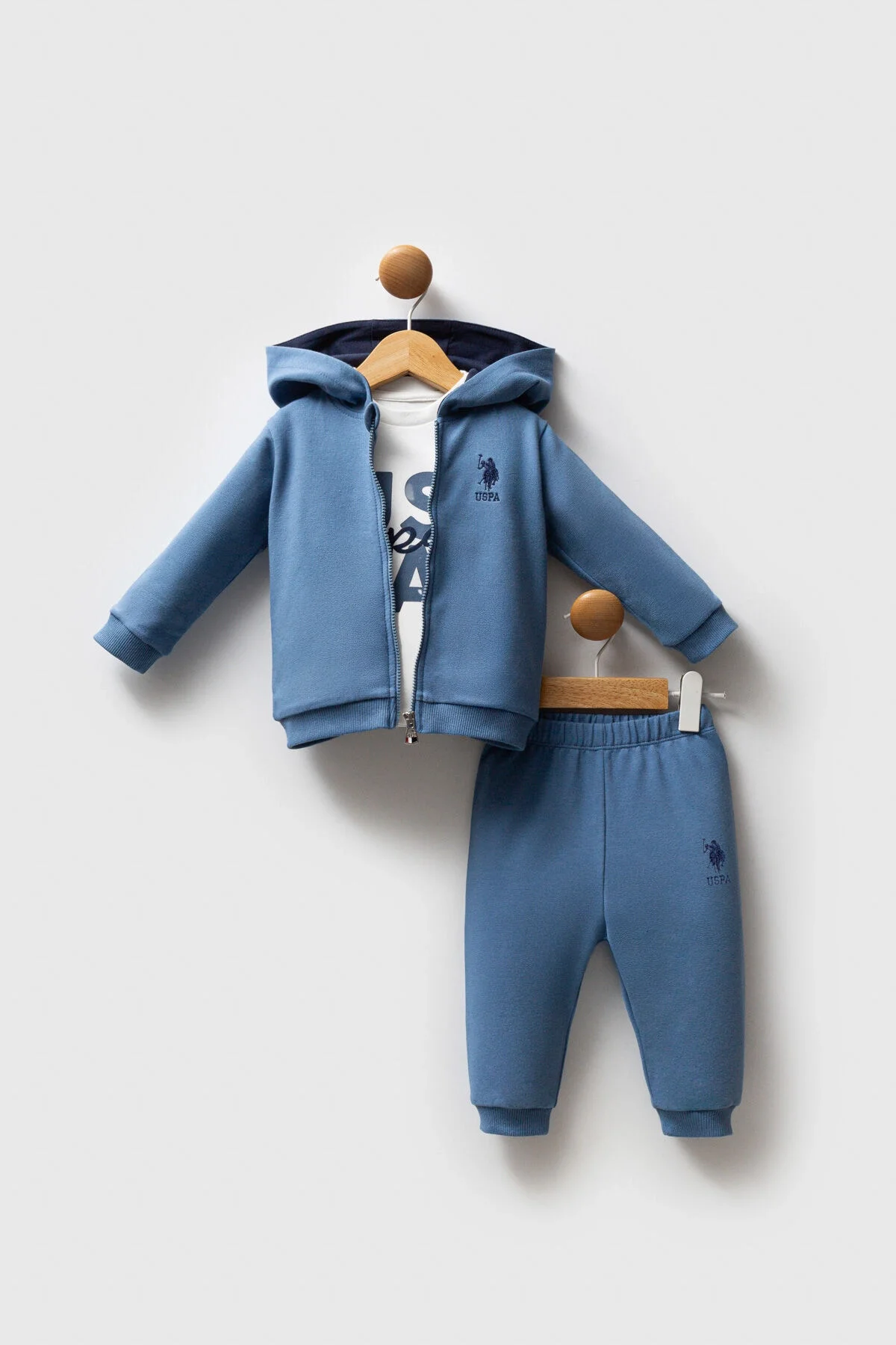 Arnetta U.S. Polo Assn Erkek Bebek Mavi Takım Bebek Takımları Toptan