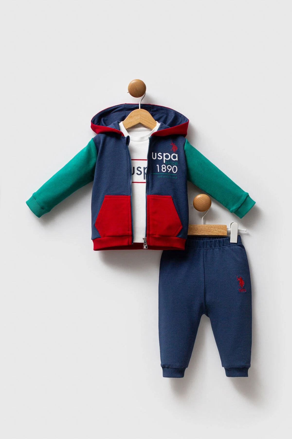 Arnetta U.S. Polo Assn Erkek Bebek Mavi Takım Bebek Takımları Toptan