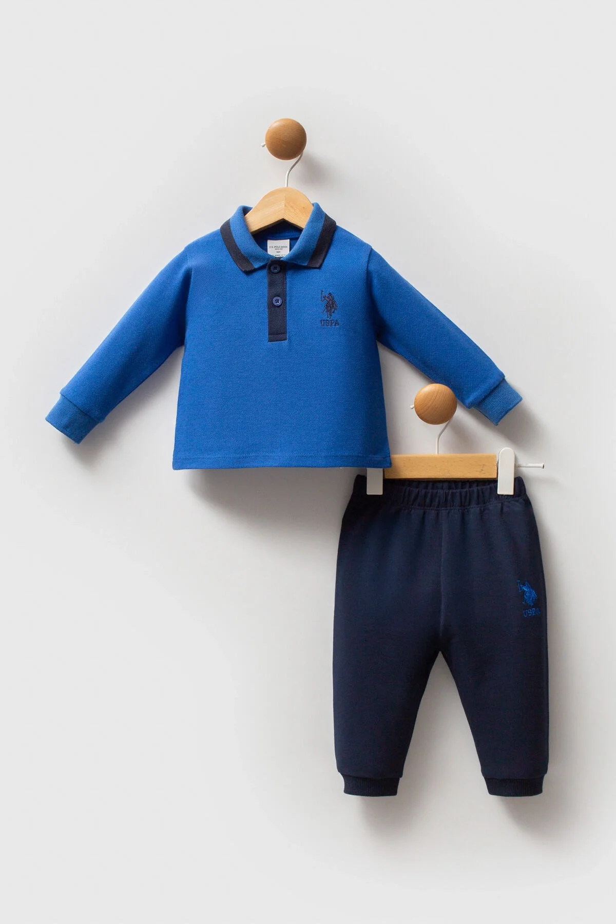 Arnetta U.S. Polo Assn Erkek Bebek Mavi Takım Bebek Takımları Toptan