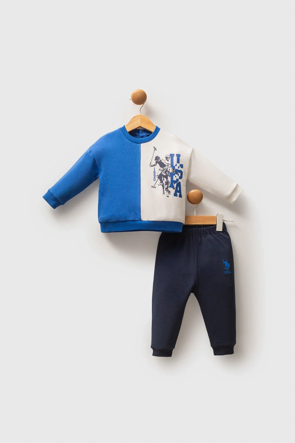 Arnetta U.S. Polo Assn Erkek Bebek Mavi Takım Bebek Takımları Toptan