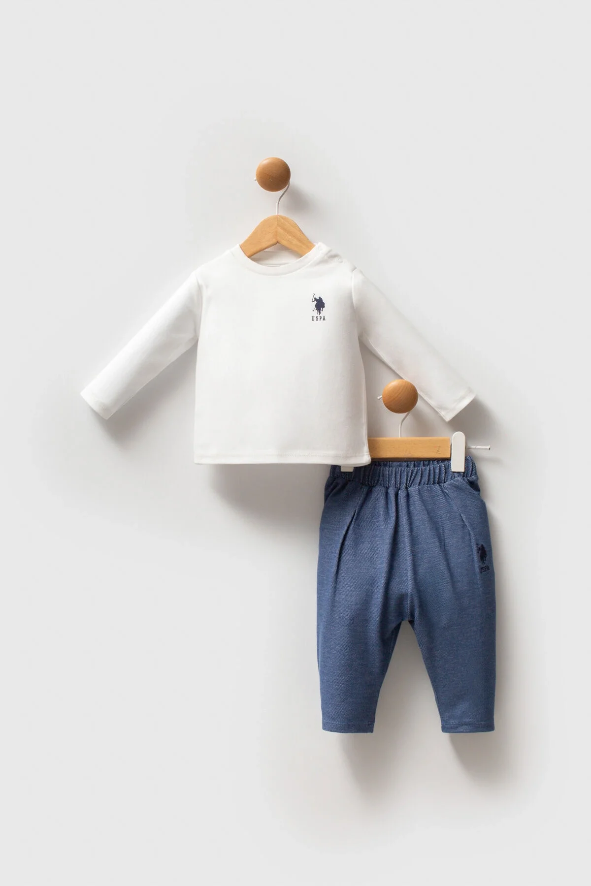 Mavi U.S. Polo Assn bebek takım elbette, ceket ve pantolon, Arnetta marka, bebek giyim seti, kıyafet detayları