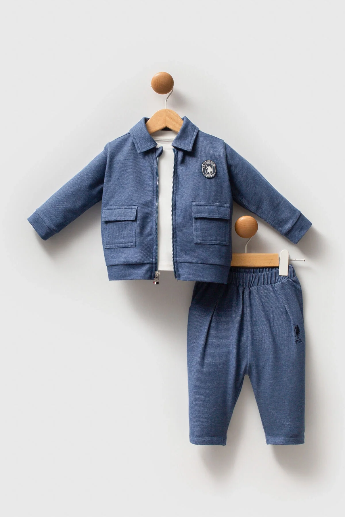 Arnetta U.S. Polo Assn Erkek Bebek Mavi Takım Bebek Takımları Toptan