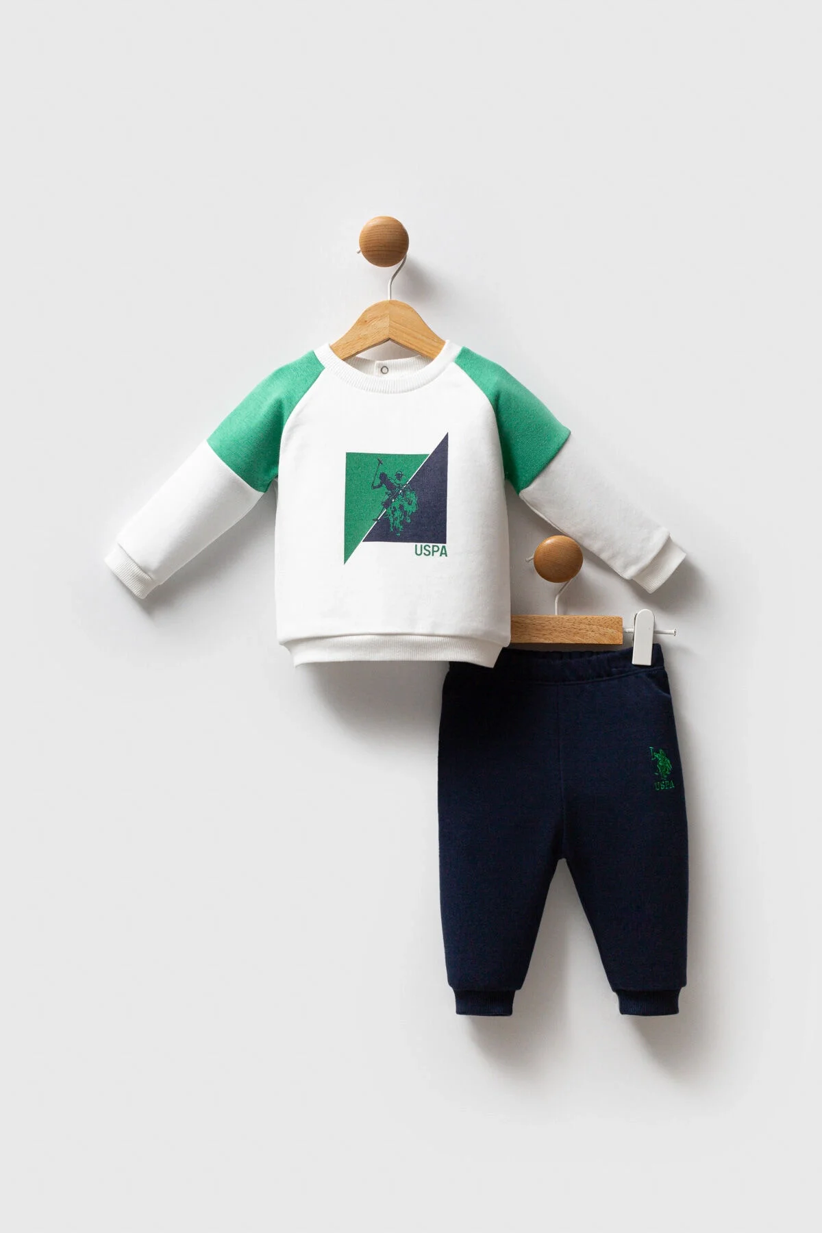 Arnetta U.S. Polo Assn Erkek Bebek Yeşil Takım Bebek Takımları Toptan