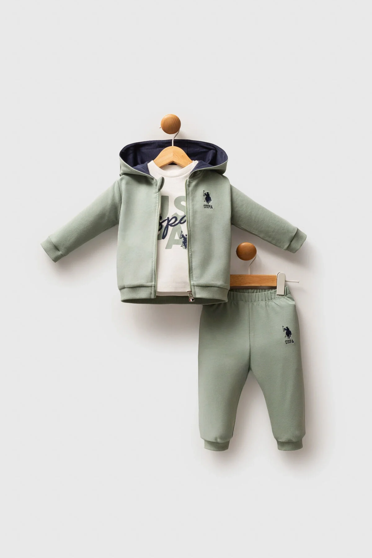 Arnetta U.S. Polo Assn Erkek Bebek Yeşil Takım Bebek Takımları Toptan