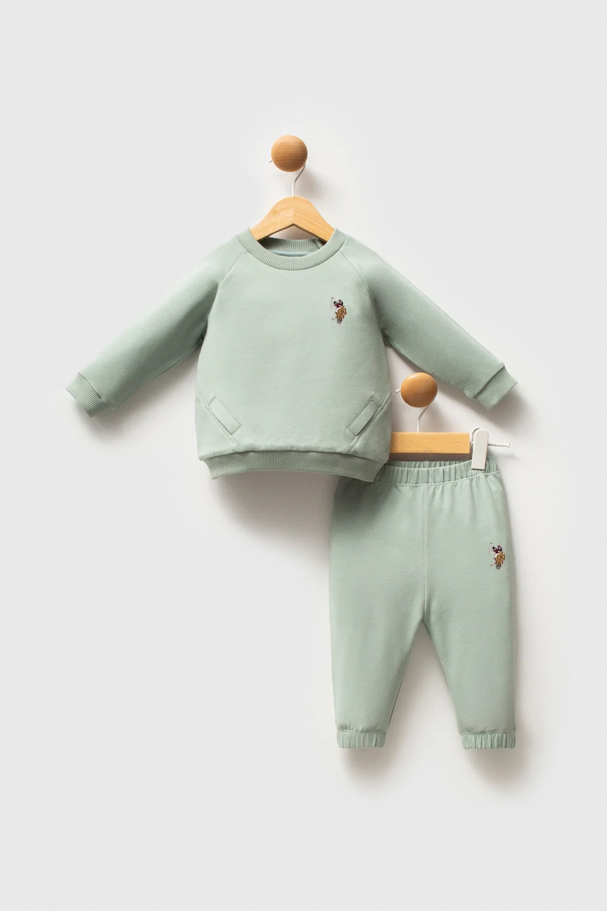Arnetta U.S. Polo Assn Erkek Bebek Yeşil Takım Bebek Takımları Toptan