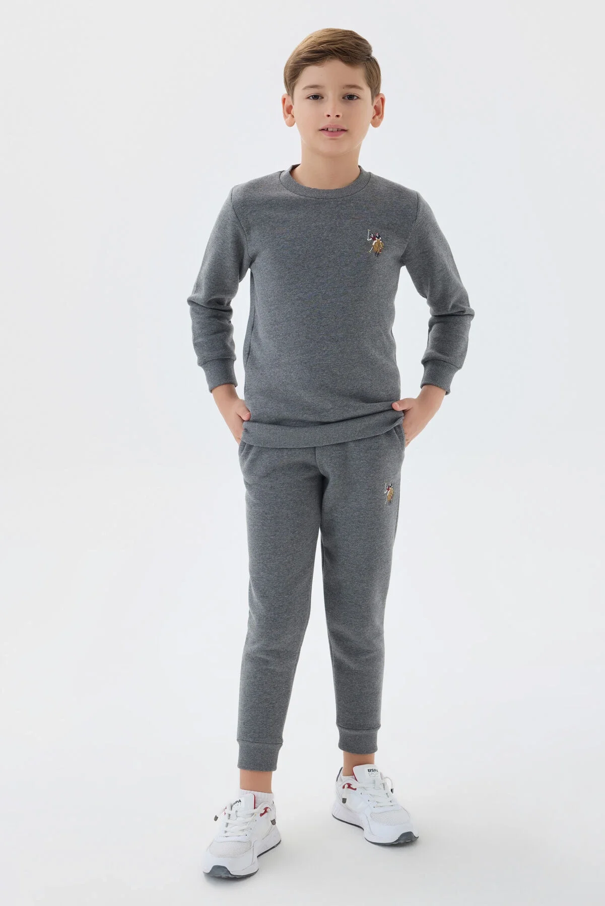 Arnetta U.S. Polo Assn Erkek Çocuk Antrasit Eşofman Takımı Eşofman Takımı Toptan