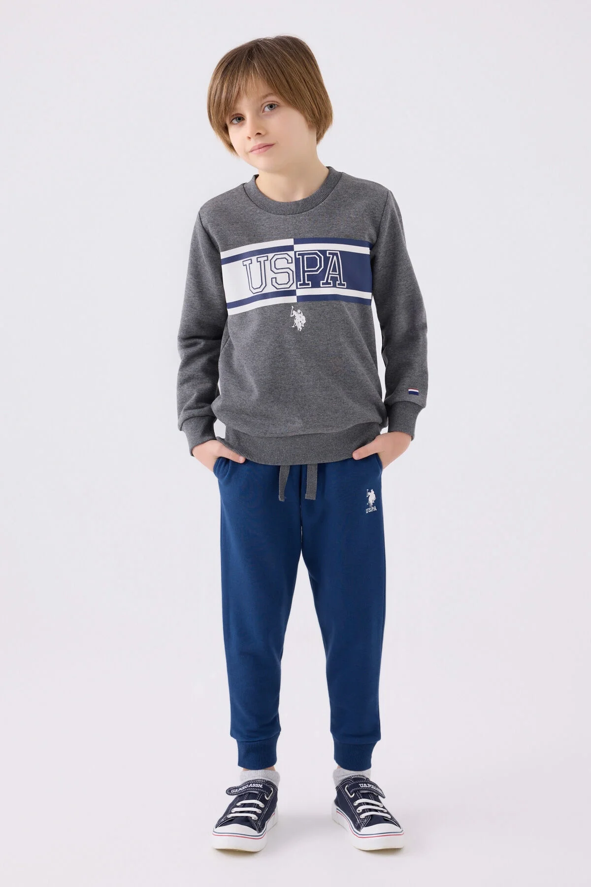 Arnetta U.S. Polo Assn Erkek Çocuk Antrasit Eşofman Takımı Eşofman Takımı Toptan