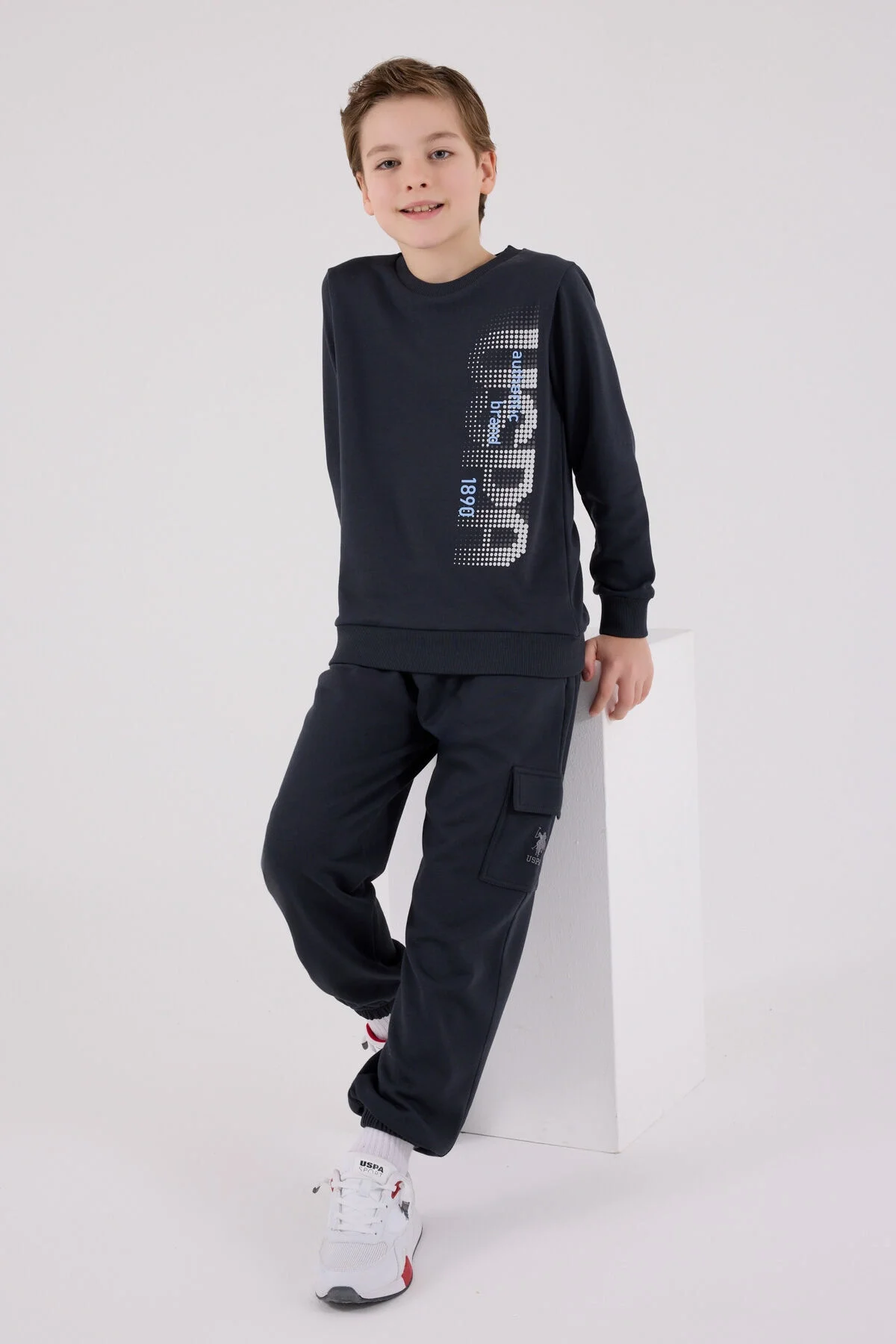 Arnetta U.S. Polo Assn Erkek Çocuk Antrasit Eşofman Takımı Eşofman Takımı Toptan