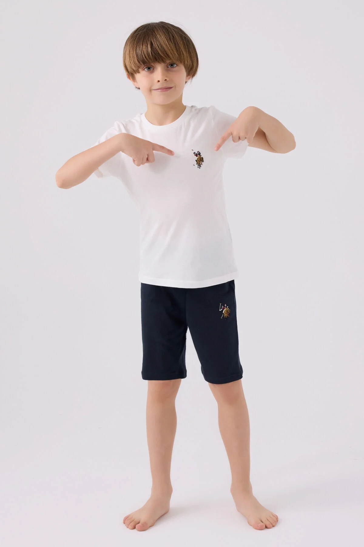 Arnetta U.S. Polo Assn Erkek Çocuk Beyaz Bermuda Takım Bermuda Takım Toptan