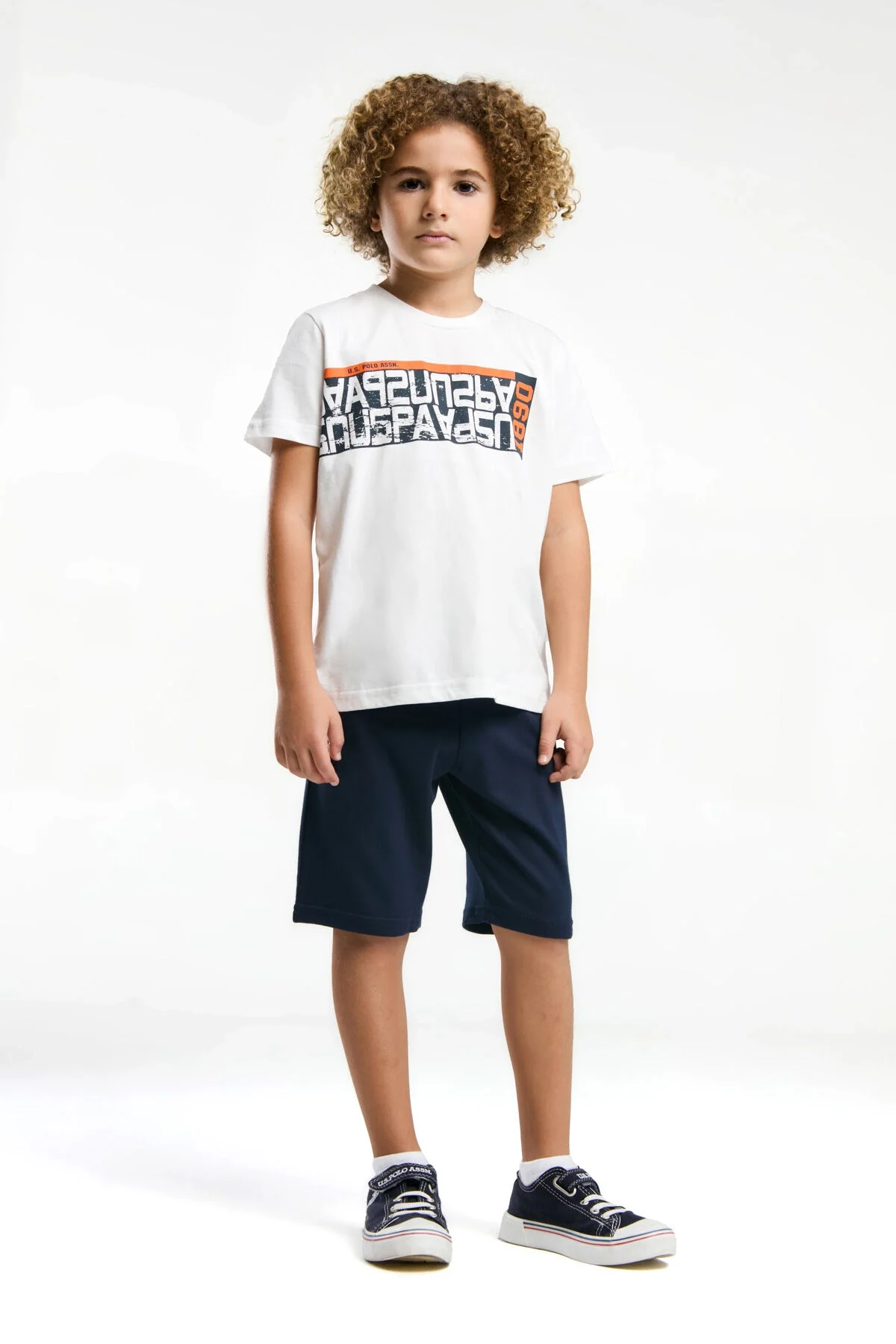 Arnetta U.S. Polo Assn Erkek Çocuk Beyaz Bermuda Takım Bermuda Takım Toptan