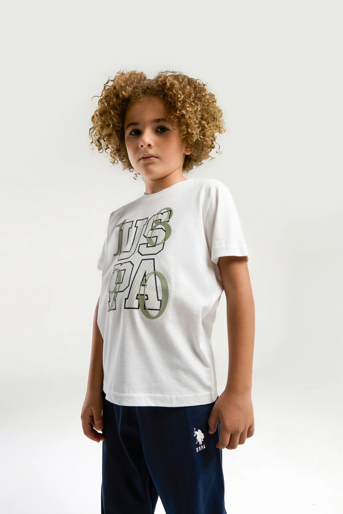 Arnetta U.S. Polo Assn Erkek Çocuk Beyaz Pijama Takımı Pijama Takımı Toptan