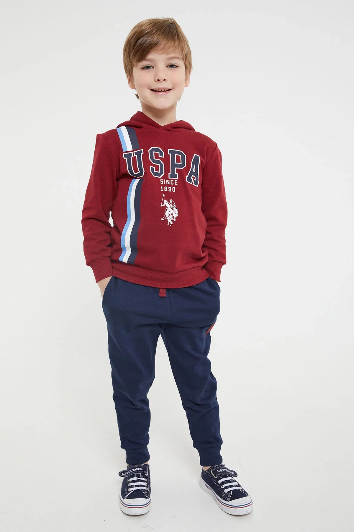 Arnetta U.S. Polo Assn Erkek Çocuk Bordo Eşofman Takımı Eşofman Takımı Toptan